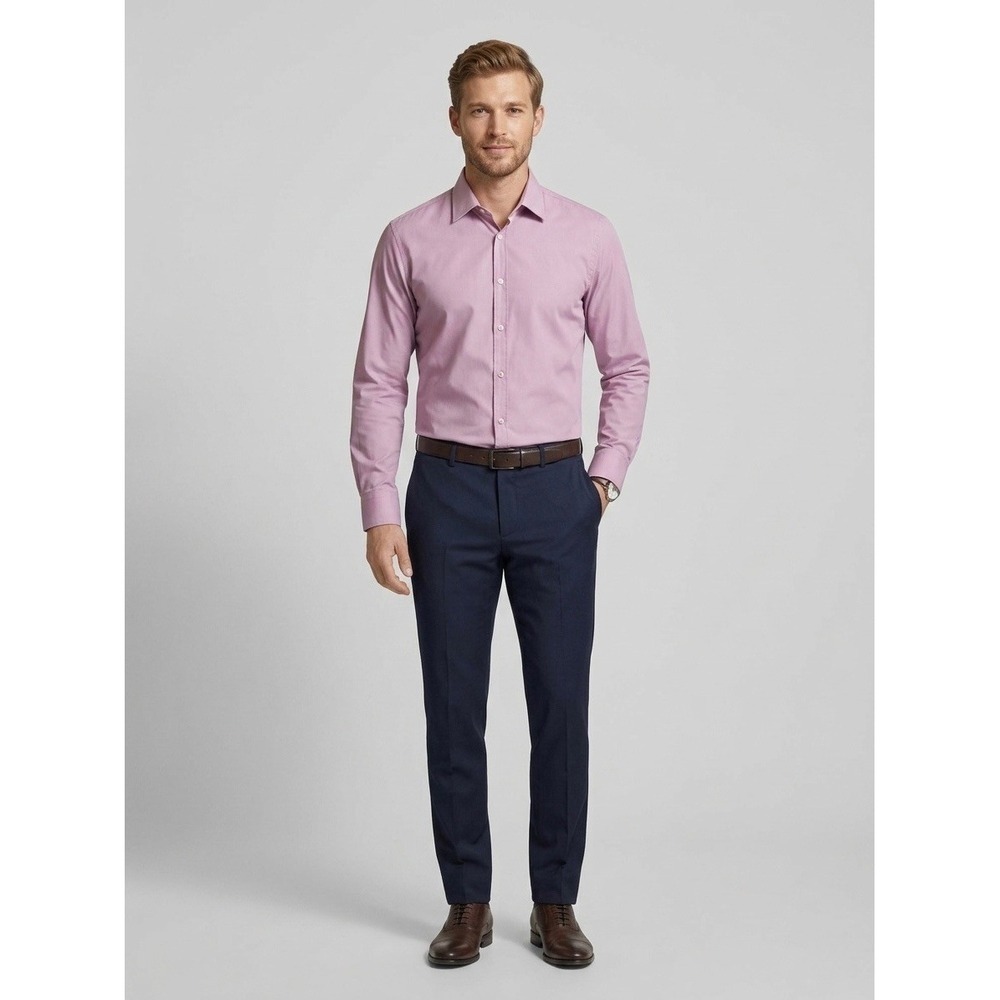 Hugo Boss Slim Fit Dress Shirt Mens 16 41 Purple Cotton Long Sleeve Button Down